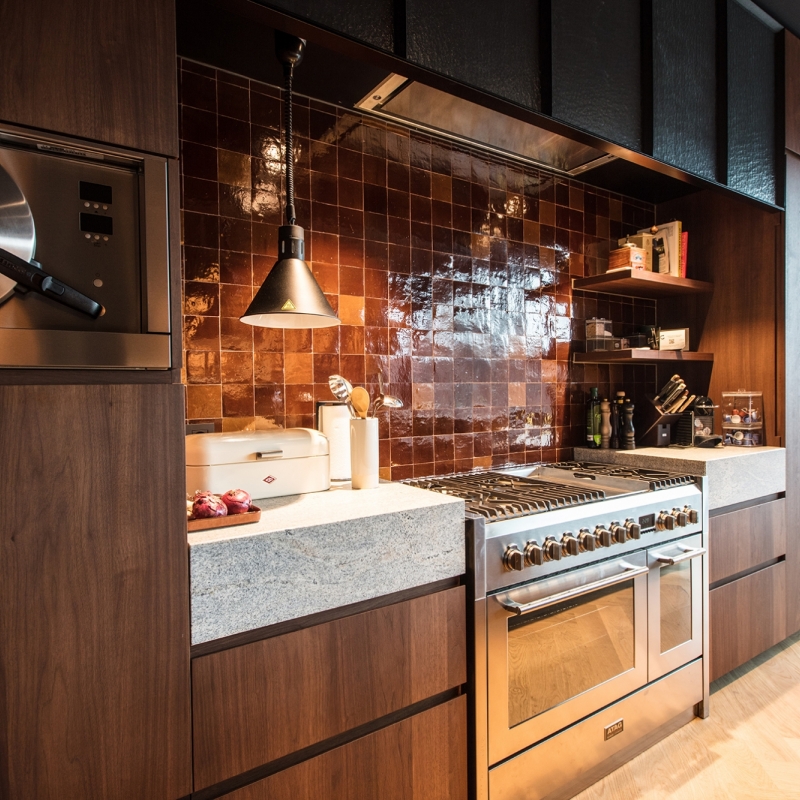 Keuken fineer notenlaar							| appartement Gent 